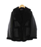 プラダ PRADA チェスタージャケット 裏地シープファー 44 黒 UPS317 1HX3 /KH