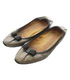 サルヴァトーレフェラガモ Salvatore Ferragamo マイジョイ バレエシューズ フラットシューズ レザー リボン 36 グレー /KU