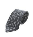 エルメス HERMES レギュラータイ ネクタイ 総柄 シルク 黒 ブラック /AN15 ■OH