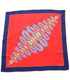 カルティエ Cartier マストドゥカルティエ スカーフ シルク 総柄 プリント 赤 レッド 紺 ネイビー /KU ■OH