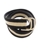 グッチ GUCCI ベルト ダブルリング ボーダー 98・39 黒 ベージュ 036・1192・1625 /TK ■OH