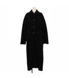 フェンディ FENDI ステンカラーコート ロング ベルト付き ウール カシミヤ 46 黒 /BM
