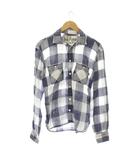 フリーシティ FREE CITY 麻 1 紺 白 シャツ チェック柄 長袖 /JP