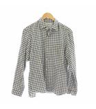 ヤエカ YAECA S 白 黒 シャツ チェック柄 長袖 /JP