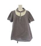 フランシュリッペ franche lippee シャツ ブラウス 半袖 チェック柄 レース FL5 黒 白 /BM