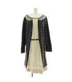 フランシュリッペ franche lippee ワンピース ひざ丈 長袖 ドット柄 総柄 プリント 大きいサイズ FL5 黒 ブラック アイボリー 8617300 /KU