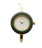 グッチ GUCCI チェンジベゼル ウォッチ 腕時計 アナログ 2針 クォーツ ゴールド色 白 ホワイト 11/12.2 /AN64 ■OH