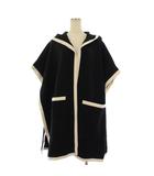 バーバリー BURBERRY タグ付き ロゴフーディケープ ニット ポンチョ ロング F 黒 8031544 /KH