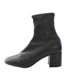 ファビオルスコーニ FABIO RUSCONI ショートブーツ ラウンドトゥ チャンキーヒール レザー ワンカラー 37 黒 ブラック /BB