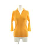 プリーツプリーズ PLEATS PLEASE イッセイミヤケ カットソー 七分袖 Vネック 3 黄 イエロー /KU