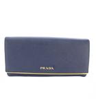 プラダ PRADA 長財布 二つ折り財布 サフィアーノレザー 紺 /TK ■OH