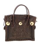 グレースコンチネンタル GRACE CONTINENTAL Maestra S カービングバッグ ハンドバッグ トートバッグ レザー 型押し 茶 /TK