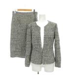 クードシャンス CdeC COUP DE CHANCE セットアップ スカート ロング 38 40 黒 ブラック 白 ホワイト ツイード柄 ノーカラー 長袖 /GP