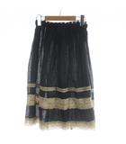 ロイスクレヨン Lois CRAYON ラップスカート M 黒 ブラック ベージュ レース装飾 ギャザーウエスト ミディ丈 /AP