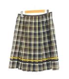 ロイスクレヨン Lois CRAYON スカート ひざ丈  M グレー 茶 ブラウン チェック柄 プリーツ /GP