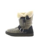 アグ オーストラリア UGG australia ショートブーツ 24cm 黒 ブラック ファー付き バックル付き ステッチデザイン /RI ■OS