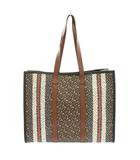 バーバリー BURBERRY TBモノグラムストライプ Eキャンバスポートレート トートバッグ レザー 袋付き 茶 ブラウン 黒 ブラック 白 ホワイト /YT