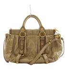 ミュウミュウ miumiu ヴィッテロルクス ギャザー ショルダーバッグ ハンドバッグ 2way レザー ベージュ /AN22 ■OH