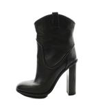 グッチ GUCCI ショートブーツ ハイヒール ラウンドトゥ レザー 38 黒 ブラック /AN49