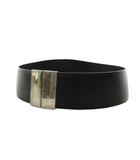 プラダ PRADA ベルト レザー 30/75 シルバー色 黒 ブラック /AN71 ■OH