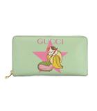 グッチ GUCCI × ばなにゃ 長財布 ラウンドファスナー レザー 緑 701060 /BM ■OH