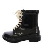 セルジオロッシ Sergio rossi レースアップブーツ ショートブーツ エナメル 39 黒 /BM