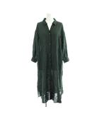 グリーンレーベルリラクシング ユナイテッドアローズ green label relaxing シャツワンピース 緑 グリーン 前開き 長袖 /AP