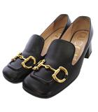 グッチ GUCCI MALAGA KID NERO ホースビット ローファー シューズ レザー 37 黒 SORANO70 /BM