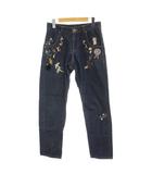 フランシュリッペ franche lippee デニム ジーンズ S 紺 ネイビー 刺繍 花柄 長袖 /GP