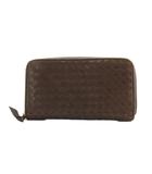 ボッテガヴェネタ BOTTEGA VENETA イントレチャート 長財布 ラウンドファスナー 小銭入れ レザー 茶 ブラウン /AN38 ■OH