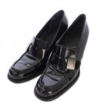 プラダ PRADA ローファー パンプス チャンキーヒール エナメル 35.5 黒 ブラック /TK