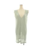 プリーツプリーズ PLEATS PLEASE イッセイミヤケ カットソー ブラウス ノースリーブ チュニック丈 Vネック シアー 3 ミントグリーン PP61-JK634 /YT