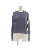 ニット カットソー M 青 ブルー 無地 ラウンドネック 長袖 /AU