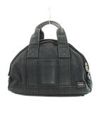 吉田カバン ハンドバッグ ストライプ柄 キャンバス 黒 ブラック /AN29