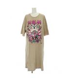 ワンピース M ベージュ プリント 半袖 /GP