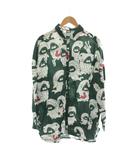 スカラー ScoLar シャツ ブラウス M 長袖 総柄 緑 グリーン /LP