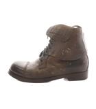 ドルチェ&ガッバーナ ドルガバ DOLCE&GABBANA ショートブーツ レースアップ レザー USED加工 6.5 茶 ブラウン /AN68