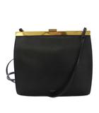 セリーヌ CELINE フィービー期 クラスプバッグ Clasp Bag ミニ ショルダーバッグ レザー ロゴ箔押し 黒 ブラック /YT ■OH ●D