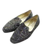 ジミーチュウ JIMMY CHOO パンプス フラットシューズ グリッター 36 紺 ネイビー /AN74