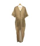 ユーモレスク humoresque ジャンプスーツ Jumpsuit オールインワン サロペット 半袖 絹 シルク 36 茶 ブラウン KS2401a /YT