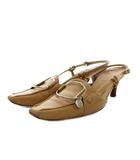 トッズ TOD'S ミュール ストラップ ポインテッドトゥ ヒール 36 ベージュ /AN61