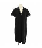 トミーヒルフィガー TOMMY HILFIGER ワンピース M 黒 ポロ襟 Vネック 半袖 ひざ丈 /JP