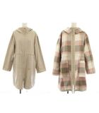 ブルーレーベルクレストブリッジ BLUE LABEL CRESTBRIDGE リバーシブルモッズコート アウター フード 無地 チェック柄 36 ベージュ ピンク 55A03-718-40 /YT