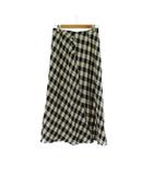 イエナ IENA 19SS スカート 36 黒 白 チェック柄 ミモレ丈 フロントボタン /JP