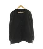 コムサメン COMME CA MEN ジャケット 上着 L 黒 ブラック ノーカラーコーチジャケット 長袖 Vネック ボタンフロント /DU