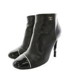 シャネル CHANEL ショートブーツ ラウンドトゥ ハイヒール ココマーク レザー 36.5C 黒 ブラック G33239 /YT