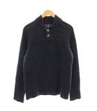 ハーフボタン ニット セーター エルボーパッチ 長袖 S ネイビー 紺 50945FA13 /☆G