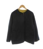 シンプリシテェ Simplicite 25AW S120ブレンドショート丈リバーシブルコート ノーカラー F 紺 ネイビー 黄色 イエロー 25020700801030 /RR