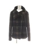 マレーラ MARELLA コート ジャケット ウール アルパカ混 44 茶 黒 チェック柄 アシンメトリー ビッグカラー /AU