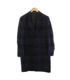 ピーエスポールスミス PS Paul Smith チェスターコート ロング チェック柄 ウール M 紺 緑 黒 PY-BM-88385 /BM